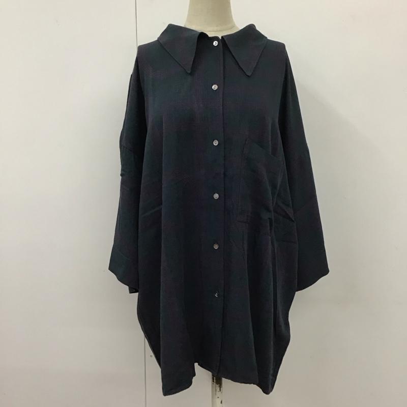 ジーナシス JEANASIS シャツ、ブラウス 七分袖 JS064035MC オーバーサイズ FREE 総柄 紫 / パープル / X チャコールグレー / チャコールグレー / レディース USED 古着 中古 10114229