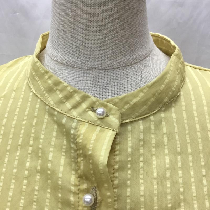 レイカズン Ray Cassin シャツ、ブラウス 長袖 532-117880 パールボタンシアーブラウス M ストライプ 黄 / イエロー / レディース USED 古着 中古 10112891