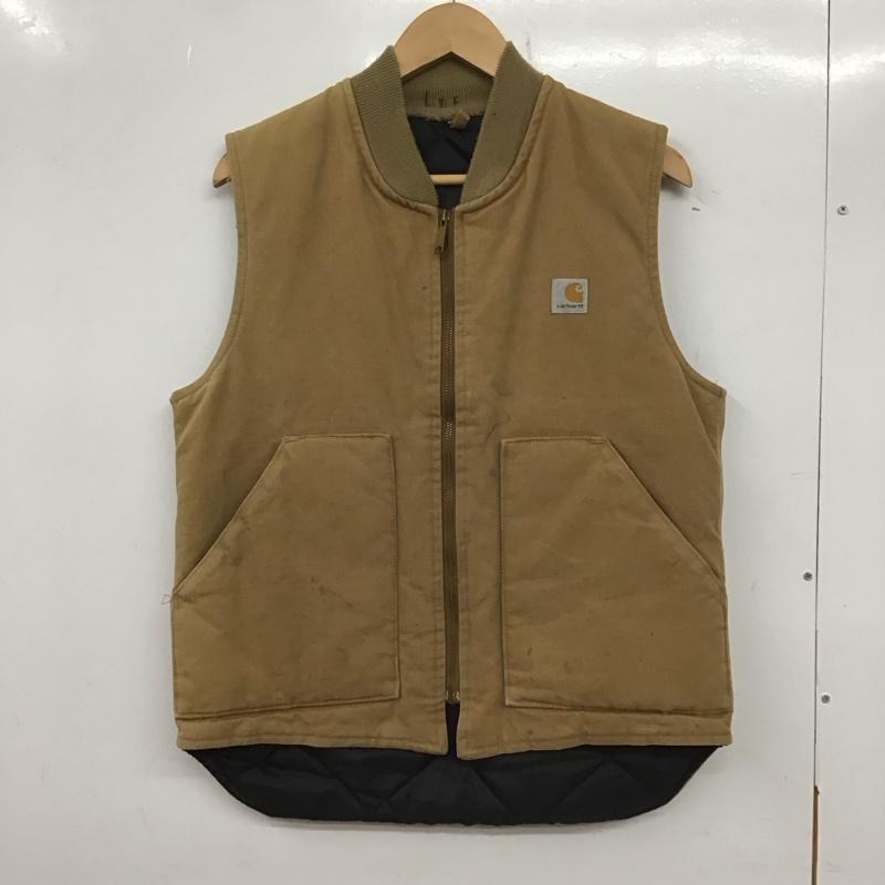 カーハート Carhartt ベスト ベスト ジップアップベスト ノースリーブカットソー アウター 80s 90s M ロゴ、文字 ベージュ / ベージュ / メンズ USED 古着 中古 10138727