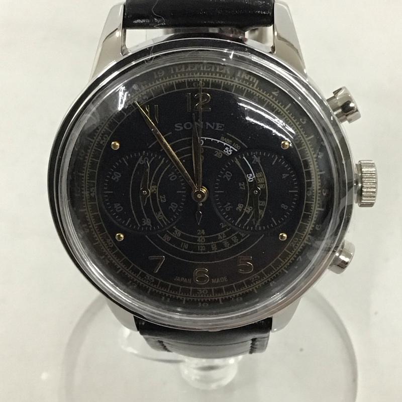 ゾンネ SONNE 腕時計 アナログ(クォーツ式) HI001 レザーベルト ロゴ、文字 黒 / ブラック / メンズ USED 古着 中古 10135248