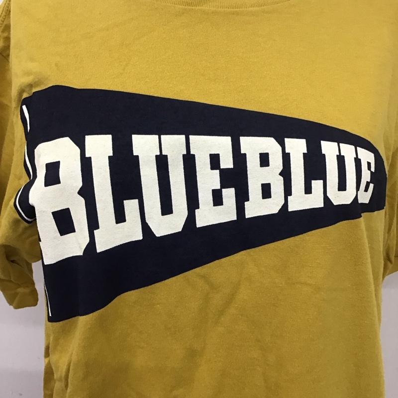ブルーブルー BLUE BLUE Tシャツ 半袖 クルーネック フラッグ S ロゴ、文字 マスタード / マスタード / レディース USED 古着 中古 10110859