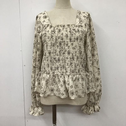 ダブルクローゼット w closet カットソー 長袖 303885 スクエアネック花柄シャーリングプルオーバー FREE 花柄 アイボリー / アイボリー /  レディース USED 古着 中古 10108408