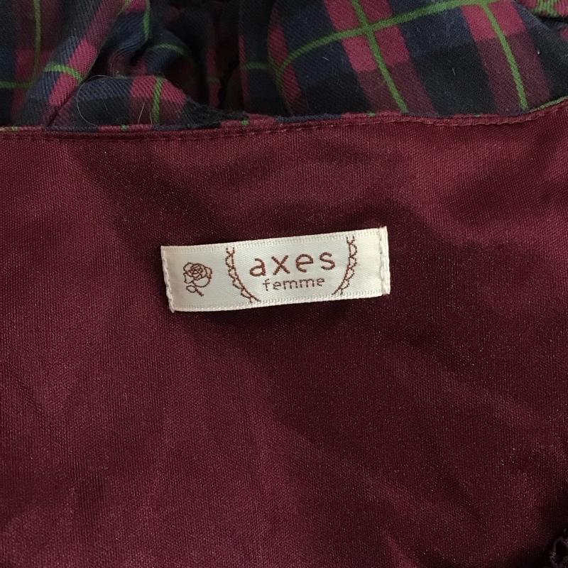 アクシーズファム axes femme ワンピース ひざ丈スカート 半袖ワンピース フレアスカート クルーネック M チェック マルチカラー / マルチカラー / レディース USED 古着 中古 10127562