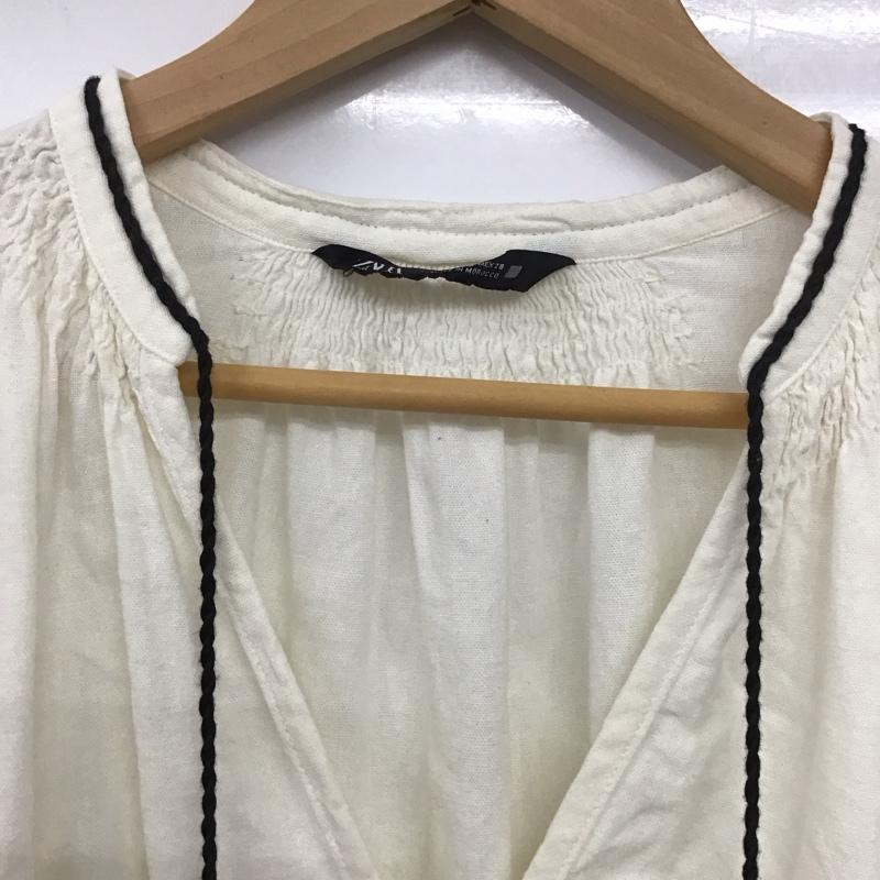 ザラ ZARA カットソー 長袖 M 無地 オフホワイト / オフホワイト / レディース USED 古着 中古 10133318