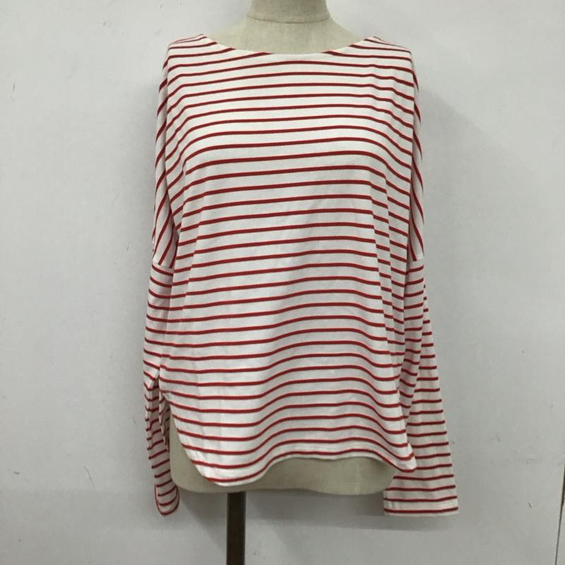 サニーレーベルアーバンリサーチ Sonny Label URBAN RESEARCH Tシャツ 長袖 LA76-21J005 先染めボーダードルマンプルオーバー FREE ボーダー柄 白 / ホワイト / X 赤 / レッド / レディース USED 古着 中古 10106648