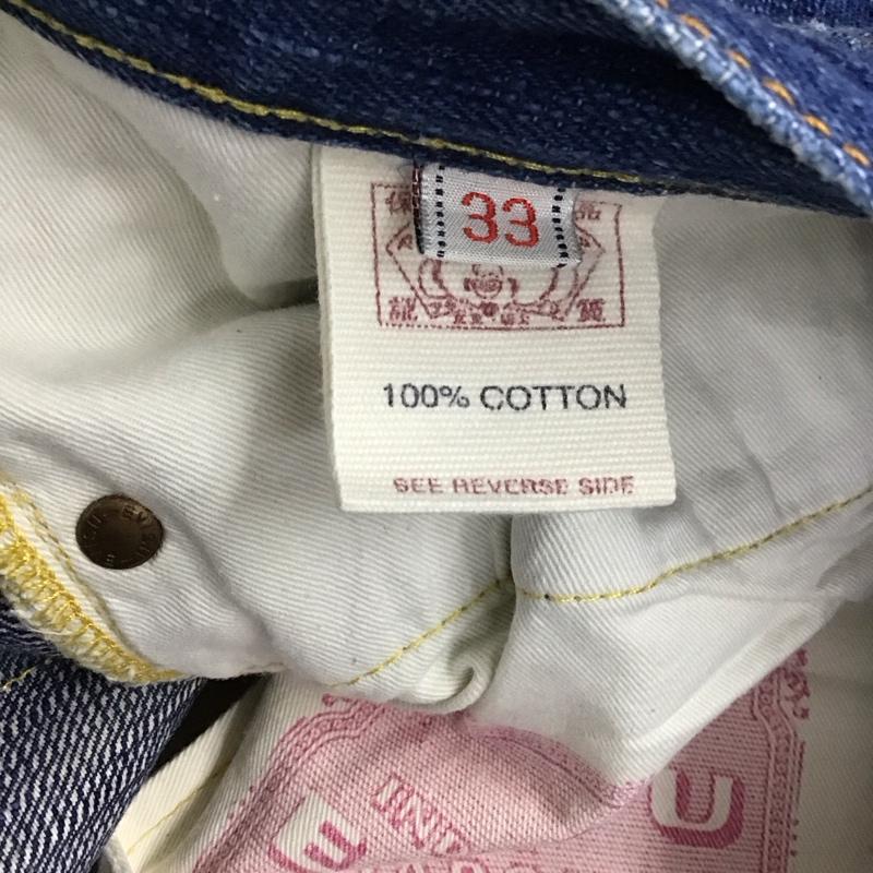 エヴィス EVISU パンツ デニム、ジーンズ 33インチ 無地 X プリント インディゴ / インディゴ /  メンズ USED 古着 中古 10128519