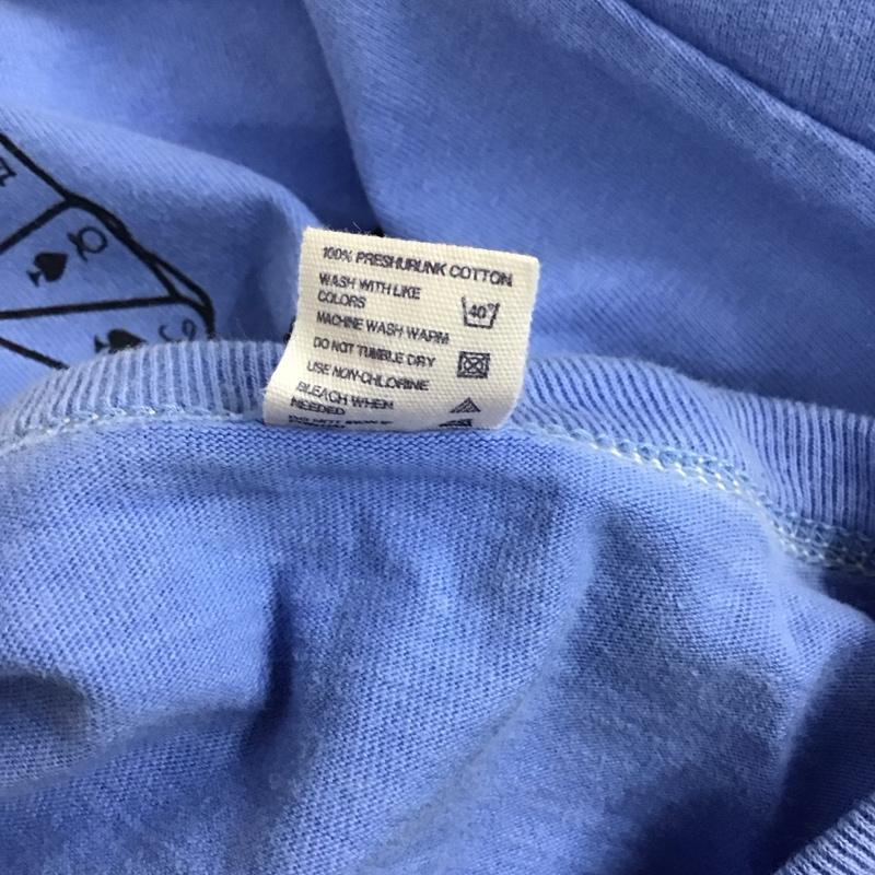 フラットヘッド The Flat Head Tシャツ 半袖 半袖カットソー プリントTシャツ クルーネックカットソー 38 ロゴ、文字 青 / ブルー / メンズ USED 古着 中古 10117274