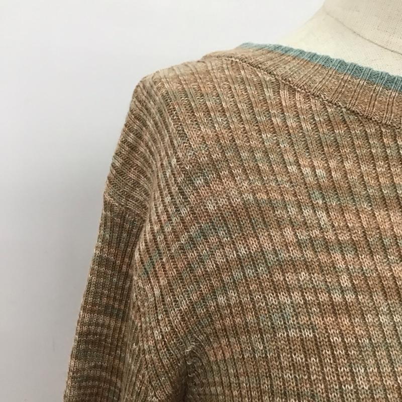 ダブルクローゼット w closet カットソー 長袖 341095 カットアウトハイネックプルオーバー 無地 茶 / ブラウン / X 水色 / ライトブルー /  レディース USED 古着 中古 10108314