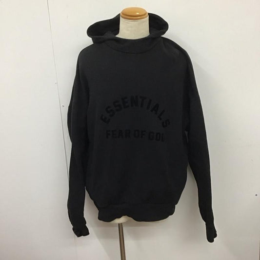 エッセンシャルズ ESSENTIALS パーカー 長袖 長袖パーカー プルオーバーパーカー スウェット L ロゴ、文字 黒 / ブラック /  メンズ USED 古着 中古 10127645