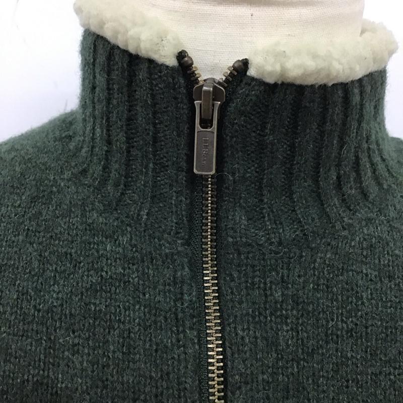 エルエルビーン L.L.Bean ニット、セーター 長袖 285317 ジップアップ ニットジャケット 裏ボア S 無地 緑 / グリーン / メンズ USED 古着 中古 10112652
