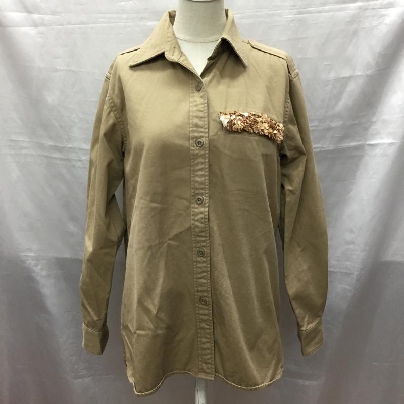ユナイテッドアローズ UNITED ARROWS シャツ、ブラウス 長袖 1511-199-0275 スパンコール 無地 茶 / ブラウン / レディース USED 古着 中古 10118482
