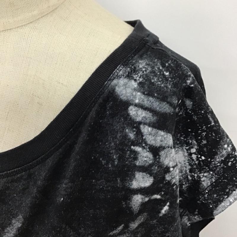 ディーゼル DIESEL Tシャツ 半袖 フレンチスリーブ S 総柄 黒 / ブラック / レディース USED 古着 中古 10114459