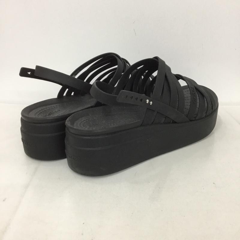 クロックス crocs サンダル サンダル 206751 ブルックリン ストラッピー ローウェッジ W10 ロゴ、文字 黒 / ブラック / レディース USED 古着 中古 10132031