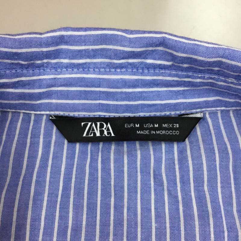 ザラ ZARA シャツ、ブラウス 長袖 長袖シャツ カラーシャツ ポケットシャツ 長袖カットソー ボーダーシャツ M ストライプ 水色 / ライトブルー / レディース USED 古着 中古 10112282