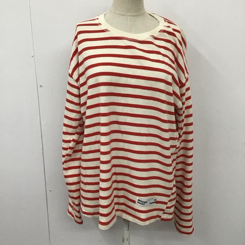 ザラ ZARA カットソー 長袖 0858 103 601 クルーネック ロンT M ボーダー柄 赤 / レッド / X オフホワイト / オフホワイト /  レディース USED 古着 中古 10113460