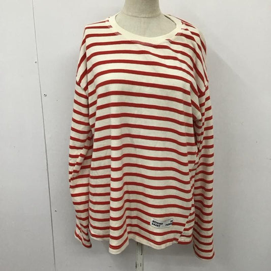 ザラ ZARA カットソー 長袖 0858 103 601 クルーネック ロンT M ボーダー柄 赤 / レッド / X オフホワイト / オフホワイト /  レディース USED 古着 中古 10113460