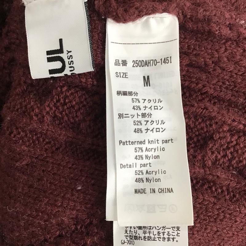 アズールバイマウジー AZUL BY MOUSSY ニット、セーター 長袖 250dah70-145i 2WAYCACHECOEURCABLEMIXKNIT 長袖ニットカットソー M 総柄 えんじ / ワインレッド / レディース USED 古着 中古 10119073