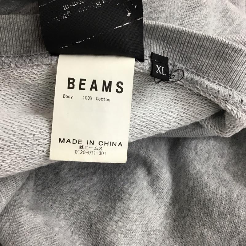 ビームス BEAMS トレーナー 長袖 長袖トレーナー スウェット クルーネック プルオーバー XL プリント 灰 / グレー / メンズ USED 古着 中古 10125009