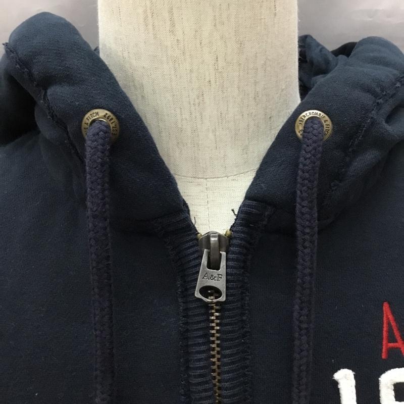 アバクロンビーアンドフィッチ ABERCROMBIE&FITCH パーカー 長袖 長袖パーカー フード付きパーカー プリントスウェット トレーナー XL ロゴ、文字 紺 / ネイビー / メンズ USED 古着 中古 10114999