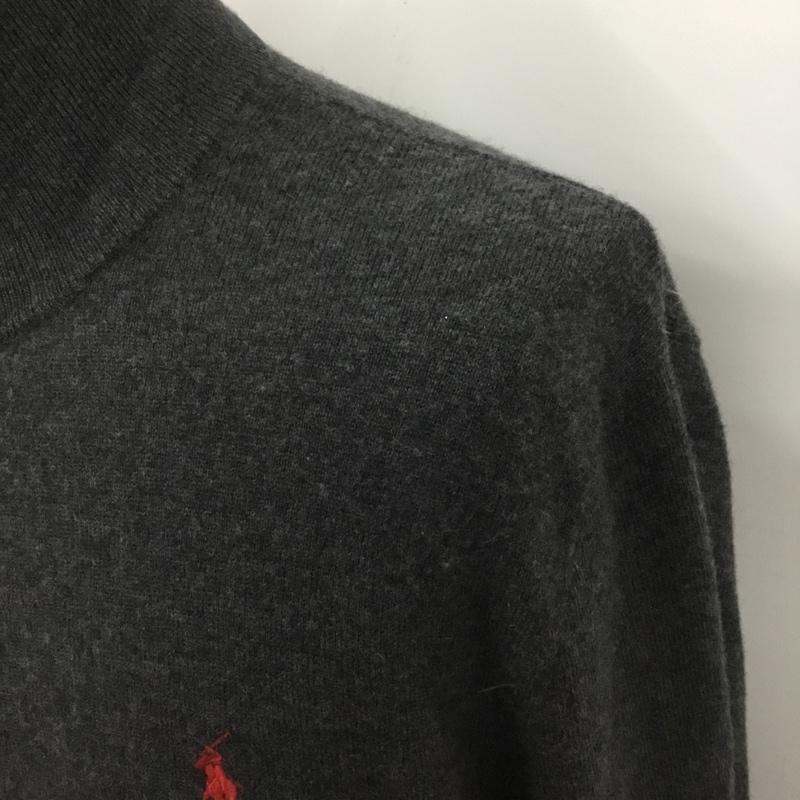 ポロバイラルフローレン Polo by RALPH LAUREN ニット、セーター 長袖 長袖ニットカットソー ニット セーター ジップネックニット リブニット XL 無地 灰 / グレー / メンズ USED 古着 中古 10110039