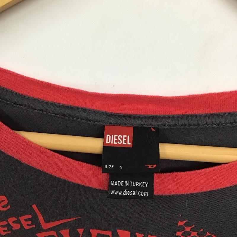 ディーゼル DIESEL Tシャツ 半袖 リンガーTシャツ S ロゴ、文字 赤 / レッド / X チャコールグレー / チャコールグレー / レディース USED 古着 中古 10130595