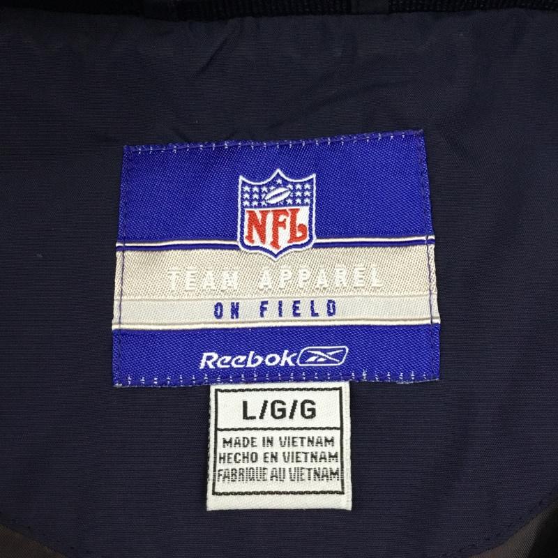 リーボック Reebok ジャケット、上着 ジャンパー、ブルゾン ジップアップジャケット ナイロンジャケット スポーツウェア L ロゴ、文字 紺 / ネイビー / X 橙 / オレンジ / メンズ USED 古着 中古 10111000