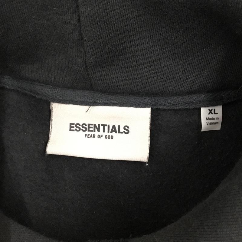 エッセンシャルズ ESSENTIALS パーカー 長袖 長袖パーカー フード付きパーカー プリントスウェット トレーナー XL 無地 黒 / ブラック /  メンズ USED 古着 中古 10120259
