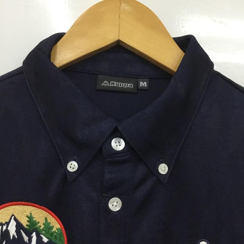 カッパ Kappa ポロシャツ 長袖 KG952LS43 ボタンダウン ゴルフウェア タグ付き M ロゴ、文字 紺 / ネイビー / メンズ USED 古着 中古 10135701