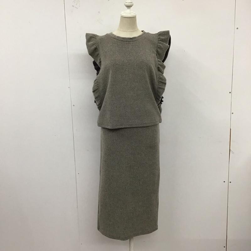 ザラ ZARA セットアップ セットアップ ノースリーブ タイトスカート セット スリット M 無地 灰 / グレー / レディース USED 古着 中古 10122025