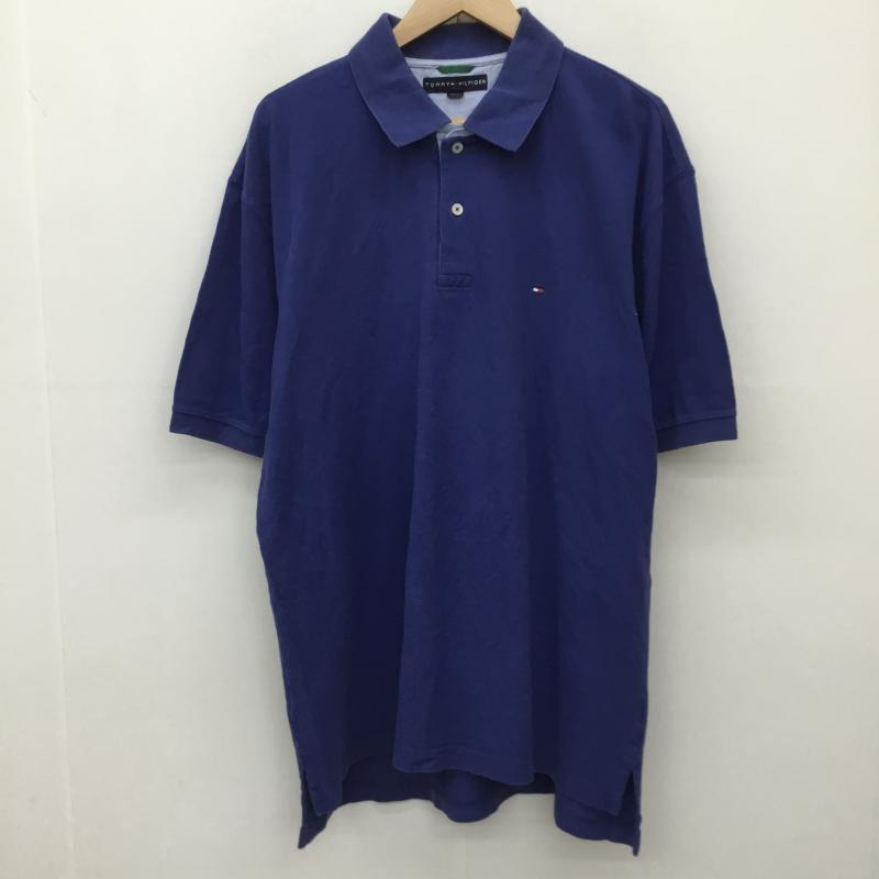トミーヒルフィガー TOMMY HILFIGER ポロシャツ 半袖 XL ロゴ、文字 紺 / ネイビー / メンズ USED 古着 中古 10133533