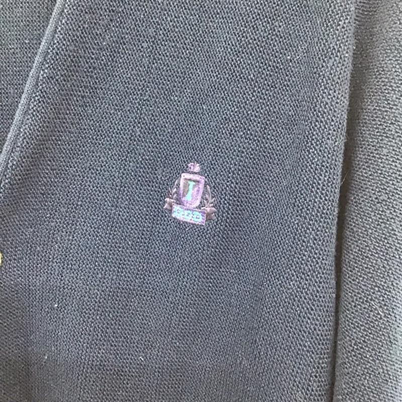 アイゾッド IZOD ニット、セーター 長袖 長袖ニットカーディガン 前ボタン ノーカラー 80s アクリル M ロゴ、文字 紺 / ネイビー / メンズ USED 古着 中古 10129889