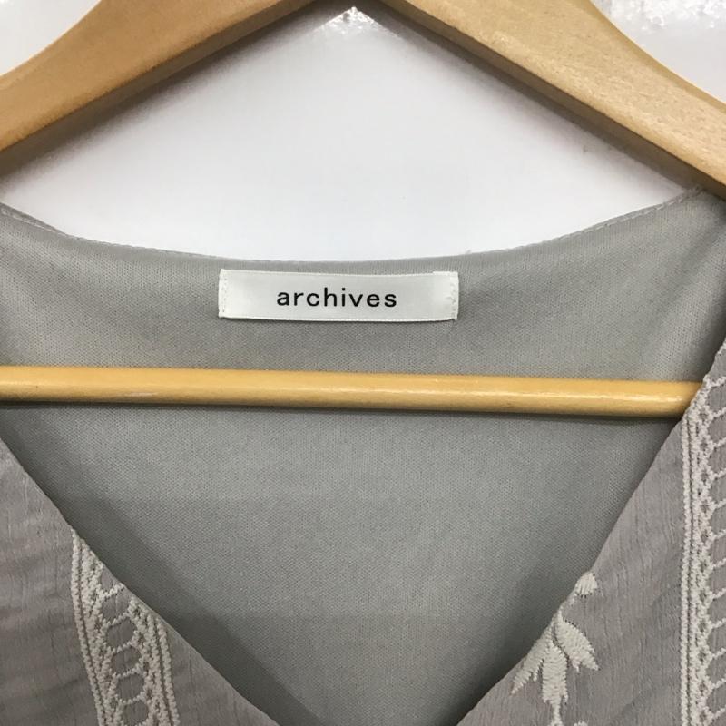 アルシーヴ archives ワンピース ロングスカート FREE 無地 X 刺繍 灰 / グレー / レディース USED 古着 中古 10133996