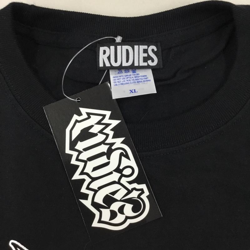 ルーディーズ RUDIES Tシャツ 半袖 半袖カットソー プリントTシャツ クルーネックカットソー XL プリント 黒 / ブラック /  メンズ USED 古着 中古 10111303