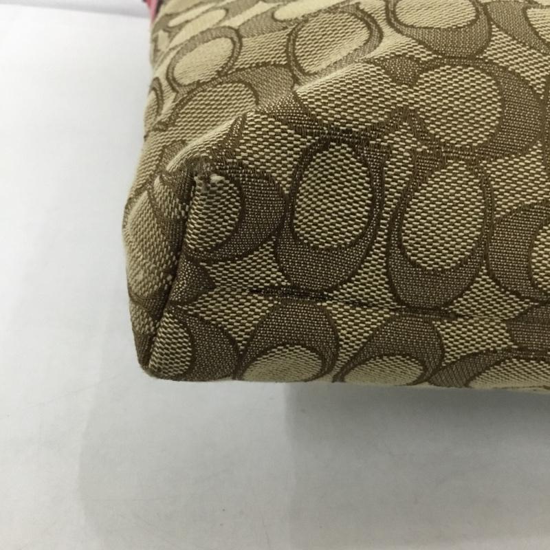 コーチ COACH ショルダーバッグ ショルダーバッグ F58285 シグネチャー ロゴ、文字 茶 / ブラウン / X 桃 / ピンク / レディース USED 古着 中古 10131237