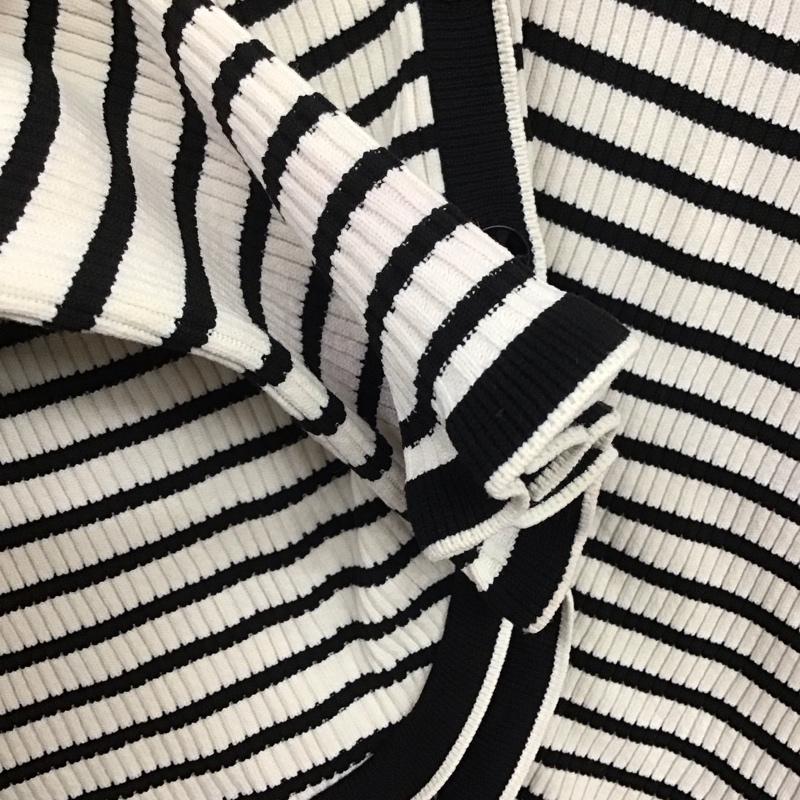 ザラニット ZARA KNIT カーディガン 長袖 長袖カーディガン 前ボタン ニットカーディガン S ボーダー柄 白 / ホワイト / X 黒 / ブラック / レディース USED 古着 中古 10128741