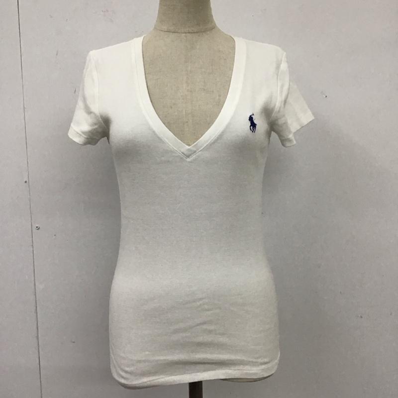 ポロラルフローレン POLO RALPH LAUREN Tシャツ 半袖 半袖カットソー プリントTシャツ Vネックカットソー XS ロゴ、文字 白 / ホワイト / レディース USED 古着 中古 10115970