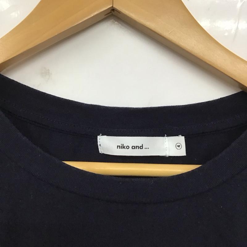ニコアンド niko and... ワンピース ロングスカート 80217300 Tシャツワンピース 半袖 L ロゴ、文字 紺 / ネイビー / レディース USED 古着 中古 10129156