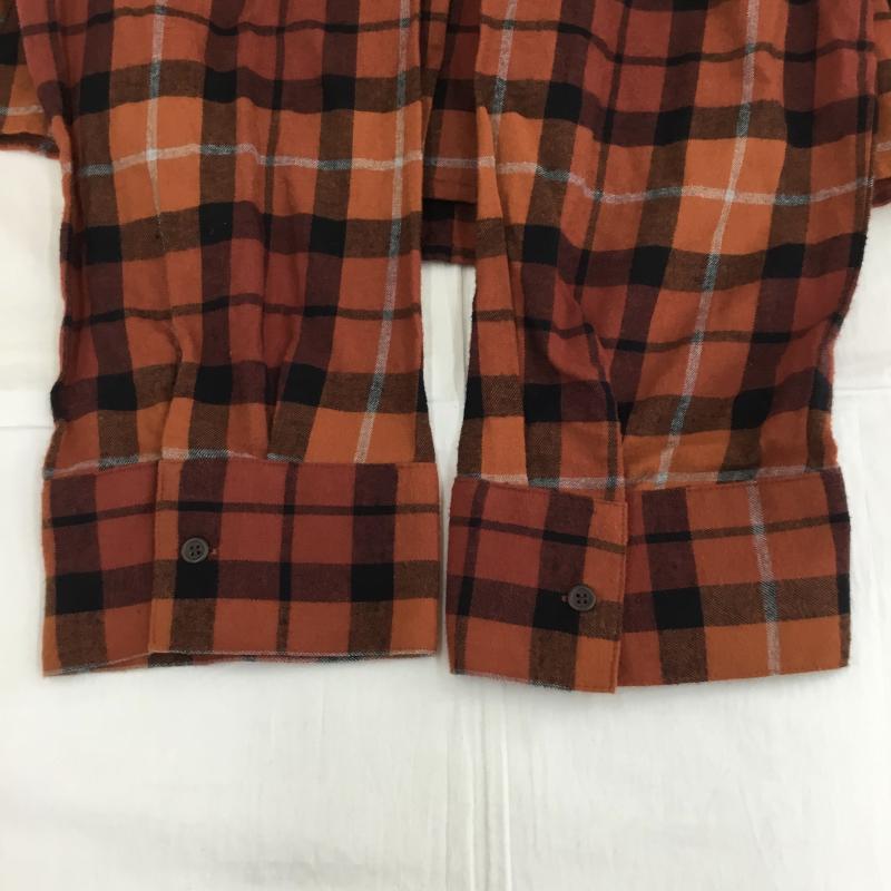 ダブルクローゼット w closet シャツ、ブラウス 長袖 FREE チェック 橙 / オレンジ / X 黒 / ブラック / レディース USED 古着 中古 10137768