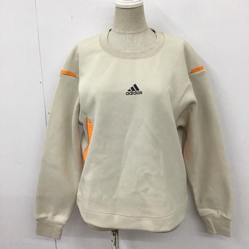 アディダス adidas トレーナー 長袖 HF0042 W MET NEW クルースウェット L ロゴ、文字 ベージュ / ベージュ / X 橙 / オレンジ / レディース USED 古着 中古 10116510