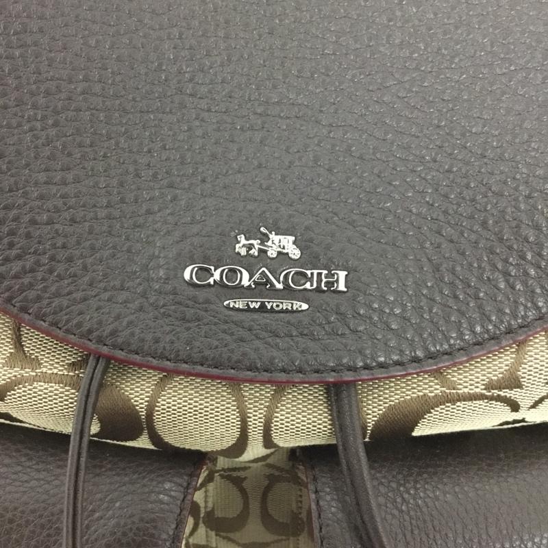 コーチ COACH リュックサック、デイパック リュックサック、デイバッグ F37476 シグネチャー ロゴ、文字 ダークブラウン / ダークブラウン / X ベージュ / ベージュ / レディース USED 古着 中古 10124619