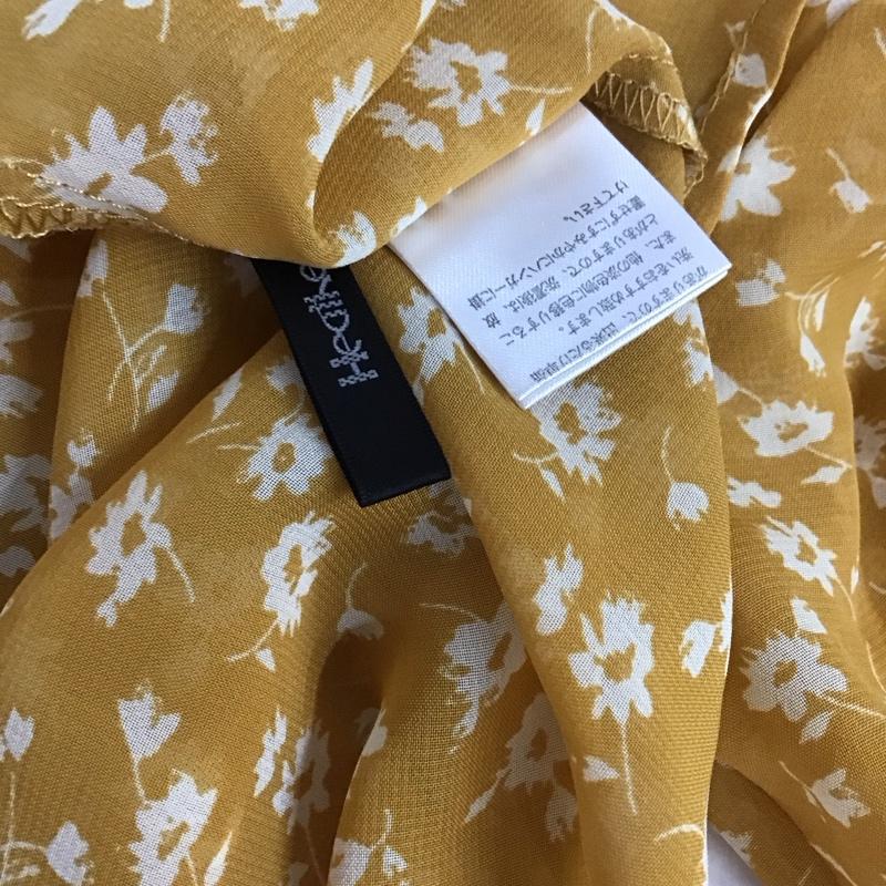 ヘザー Heather シャツ、ブラウス 七分袖 フレアシャツ カジュアルブラウス ノーカラーシャツ FREE 花柄 X 総柄 黄 / イエロー / レディース USED 古着 中古 10109854