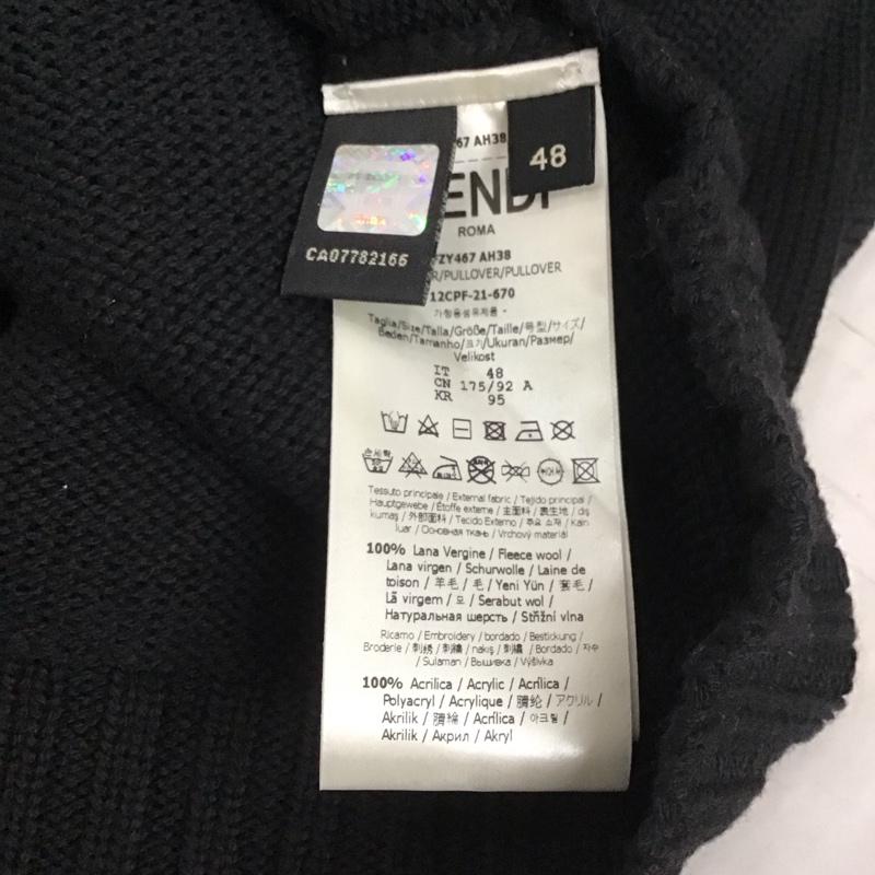 フェンディ FENDI ニット、セーター 長袖 長袖ニットカットソー ニット セーター クルーネックニット 48 刺繍 黒 / ブラック / メンズ USED 古着 中古 10112827