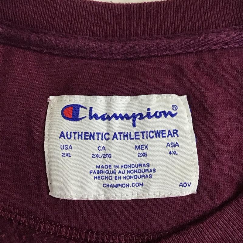 チャンピオン Champion トレーナー 長袖 長袖スウェット 長袖トレーナー リブカットソー 長袖カットソー プリントトレーナー ロゴ、文字 えんじ / ワインレッド /  メンズ USED 古着 中古 10118262