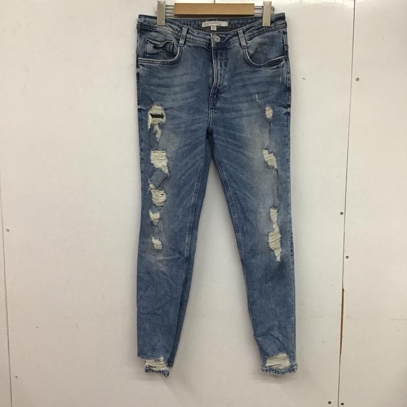 ザラ ZARA パンツ デニム、ジーンズ デニムパンツ スリムパンツ カジュアルパンツ ストレッチパンツ 38 ダメージ加工 インディゴ / インディゴ / レディース USED 古着 中古 10135430
