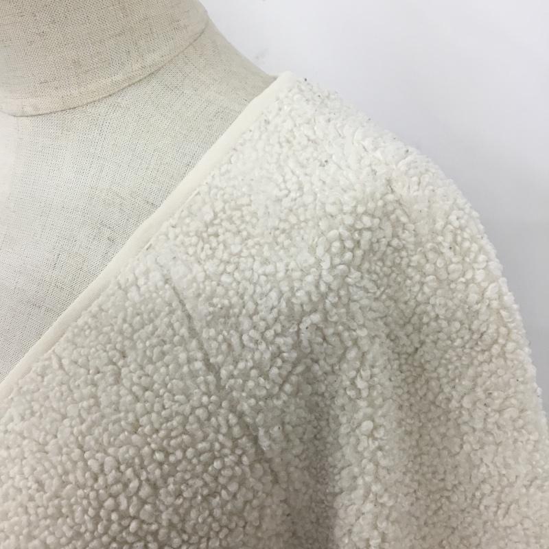 ユニクロ UNIQLO カーディガン 長袖 241-418245 ボアフリースVネックフルジップカーディガン ジップアップジャケット L 無地 白 / ホワイト / レディース USED 古着 中古 10110302