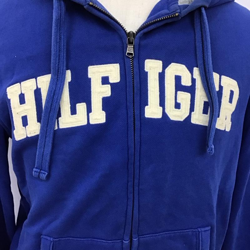 トミーヒルフィガー TOMMY HILFIGER パーカー 長袖 ジップアップアップパーカー 長袖パーカー スウェット M ロゴ、文字 青 / ブルー /  メンズ USED 古着 中古 10125290