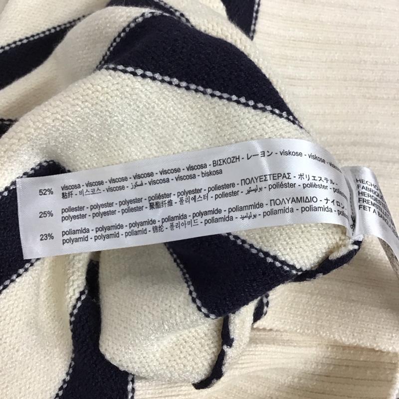ザラ ZARA ニット、セーター 長袖 長袖ニットカットソー ニット セーター クルーネックニット S ボーダー柄 白 / ホワイト / レディース USED 古着 中古 10119562