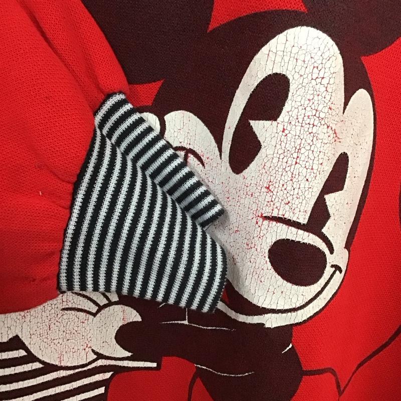 ディズニー Disney トレーナー 長袖 裏起毛 ミッキーマウス プリント 赤 / レッド / レディース USED 古着 中古 10130628