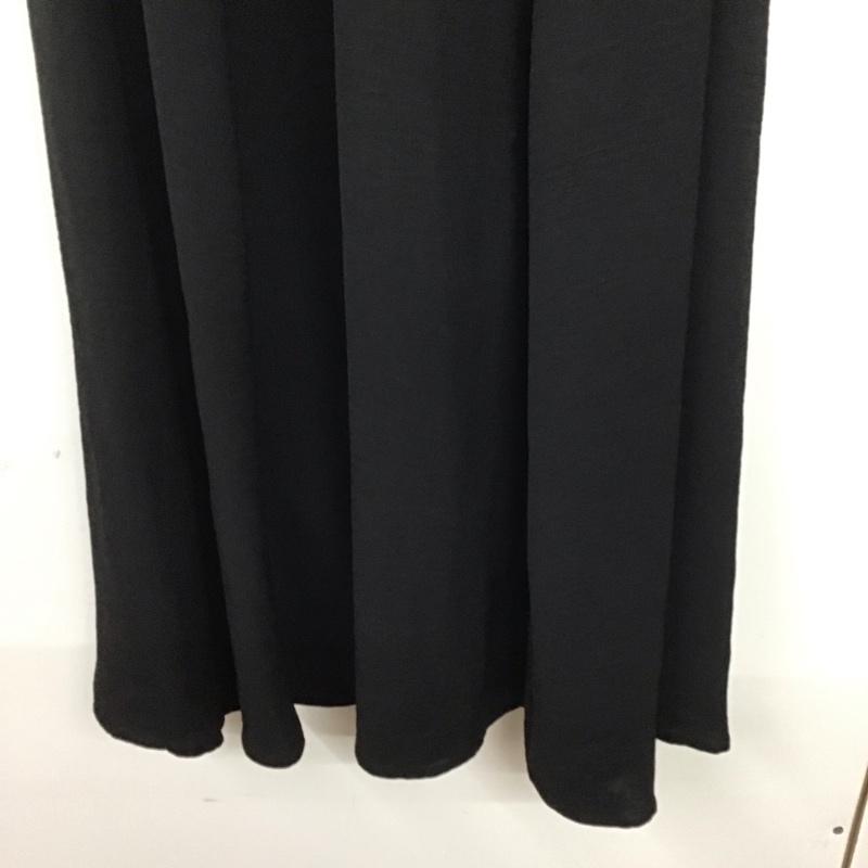 ザラ ZARA ワンピース ロングスカート 0264 670 800 FLOWY MIDI DRESS 半袖 サイドリボン S 無地 黒 / ブラック / レディース USED 古着 中古 10138650