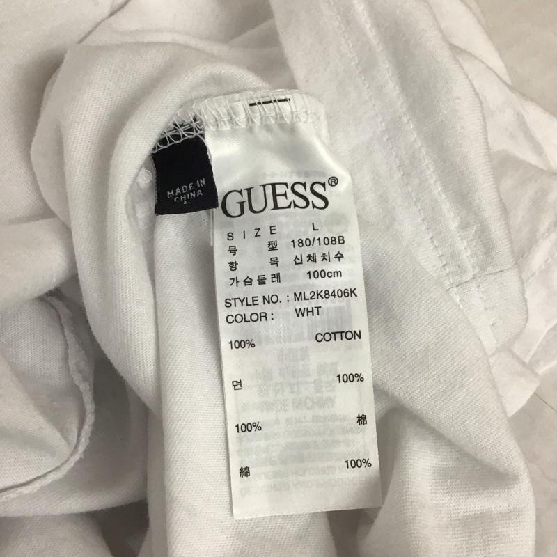 ゲス Guess Tシャツ 半袖 半袖カットソー プリントTシャツ クルーネックカットソー L ロゴ、文字 白 / ホワイト / メンズ USED 古着 中古 10113748